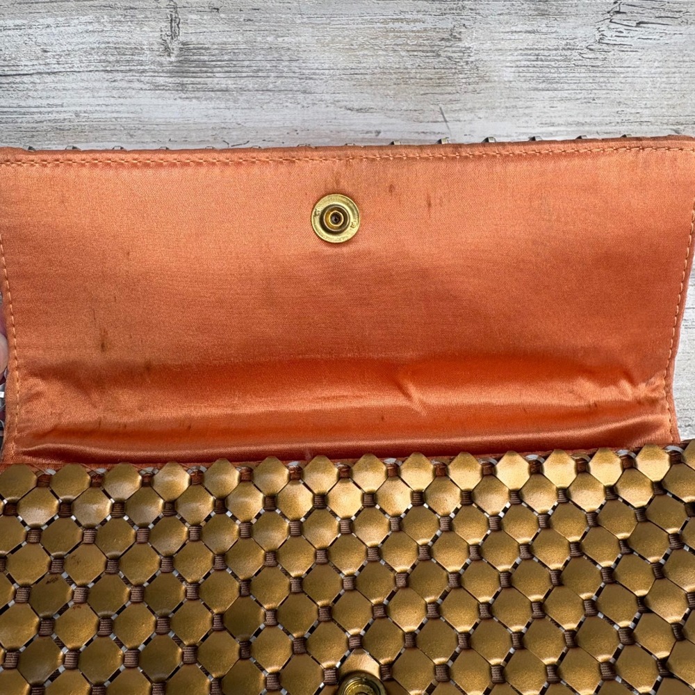 VTG Whiting & Davis Handbag Bronze Mesh Lucite Top Handle MCM Glamour Art Deco - Picture 10 of 15